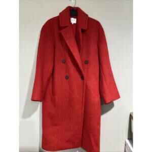 Vince. Womens Red Brushed Alpaca & Wool Lined Double Breasted Warm Long Sz XS